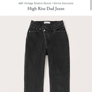 Abercrombie High Rise Dad Jeans black crisscross jeans